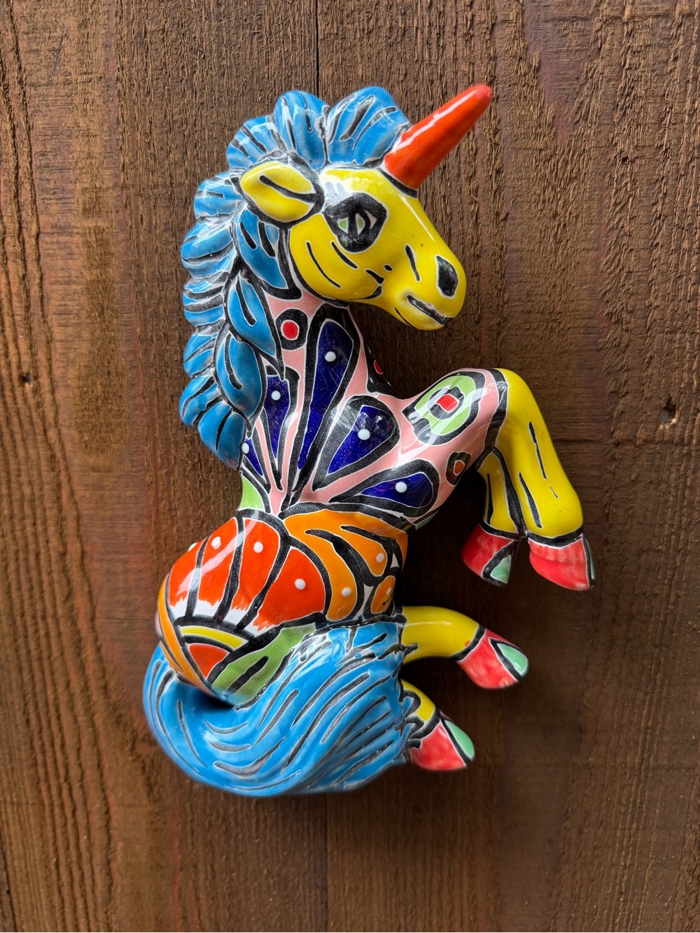 Hand-Painted Multi-Color Talavera  Unicorn Wall Art